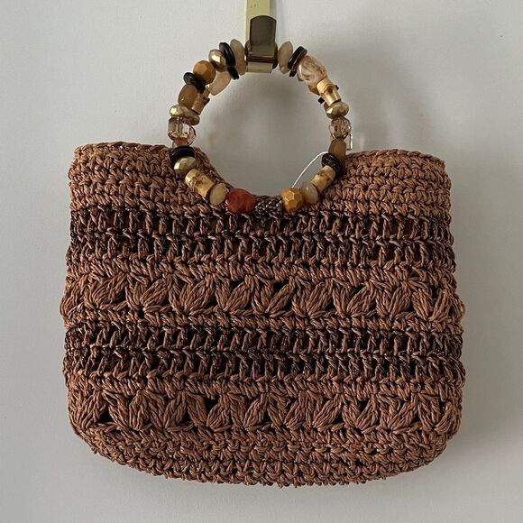 Cappelli Straworld Inc Elegant Crochet Tote with Beaded Handle NWOT - Picture 1 of 12